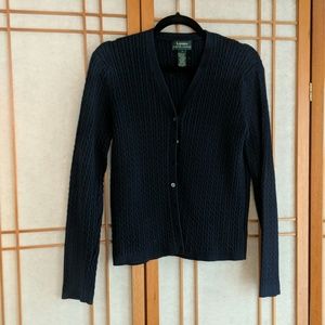 Navy blue baby cable-knit Lauren cardigan
